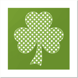 Greenery Shamrock Clover Polka dots St. Patrick's Day Posters and Art